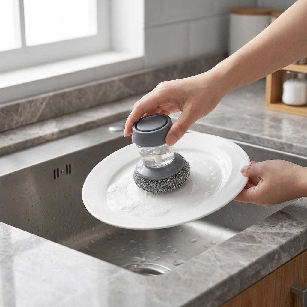 Soap Dispensing Scrub Brush for Kitchen